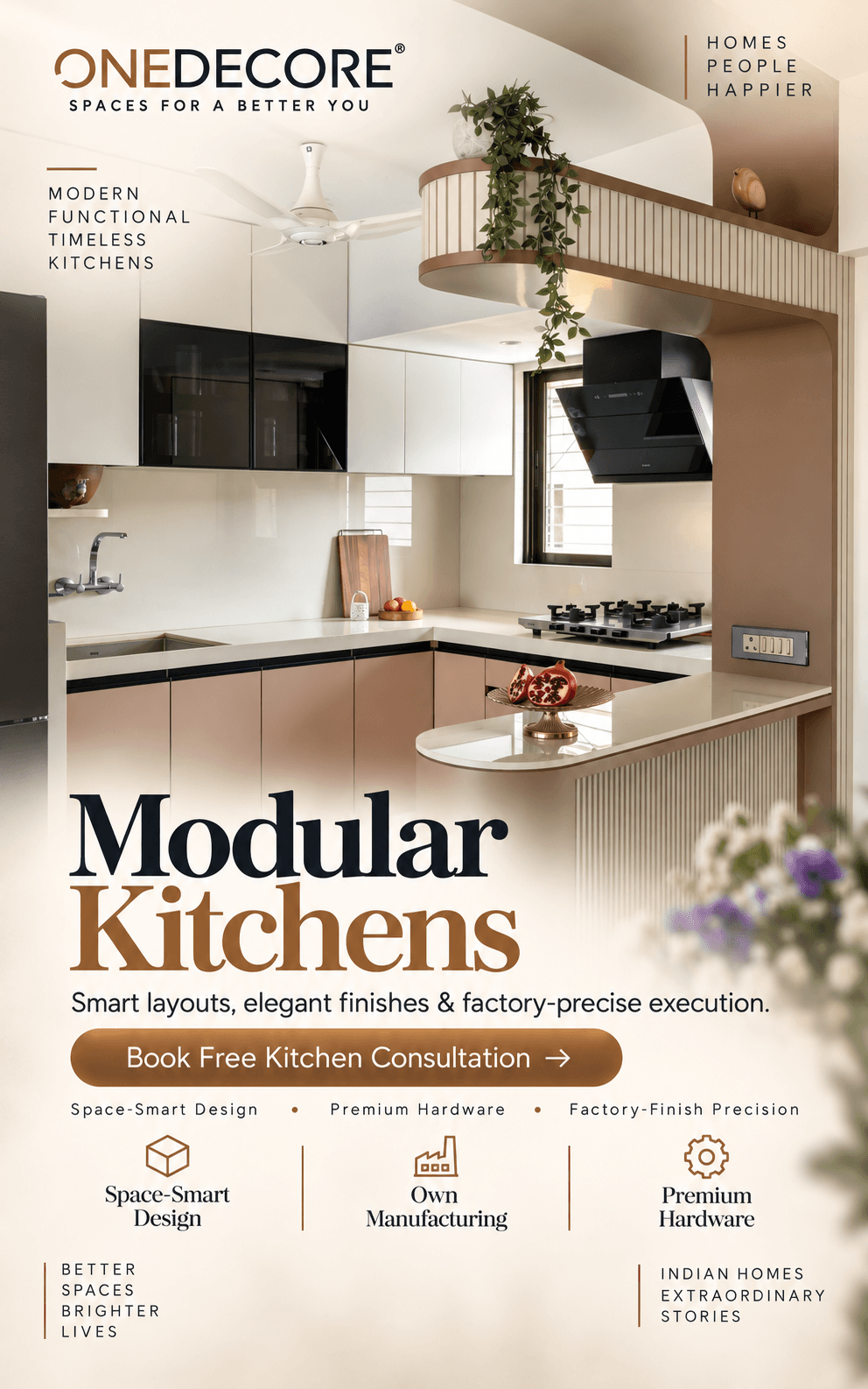 Modular Kitchens — smart storage, efficient workflow and premium finishes.