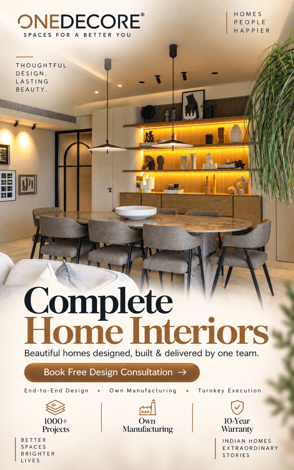 Complete Home Interiors — design, manufacturing and installation by one team.